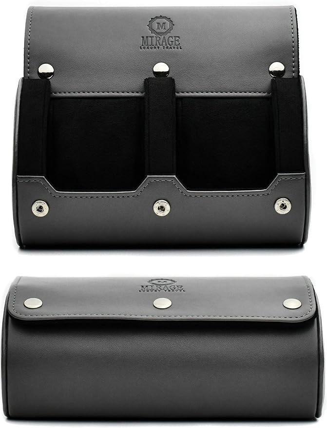 2 Watch Roll Travel Case for Men by MirageLuxuryTravel