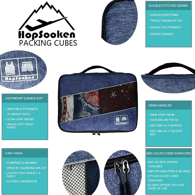 5 Set Packing Cubes for Travel Large Suitcase Luggage Organizer Bags Travel - Image 6