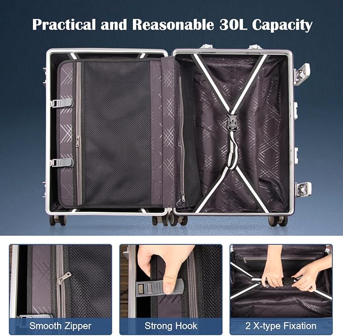 DOMINOX All Aluminum Carry On Luggage Hard Shell Luggage Aluminum Suitcase - Image 7
