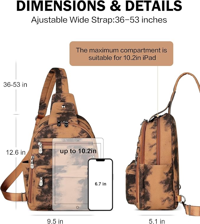 FADEON Large Sling Bag for Women, Leather Crossbody Purse Designer Anti Theft - Image 5