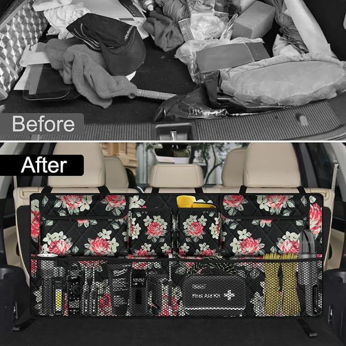 Car Trunk Organizer, Large Capacity Backseat Trunk Organizer, Collapsible Car - Image 5