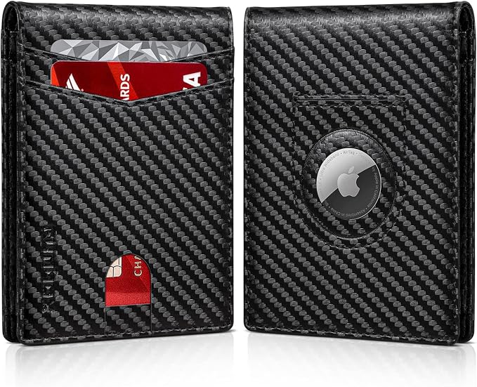 RUNBOX AirTag-Wallet-Mens-Slim-RFID Blocking Wallets Leather by RUNBOX