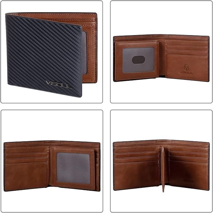 VISOUL Leather Mens Bifold RFID Blocking Wallet - Image 2