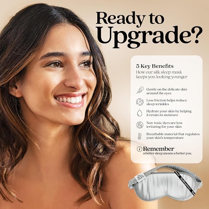 Pure Silk Sleep Mask Light Blocking Travel Essentials. Eye Masks - Image 4
