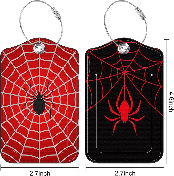 2 PCS Leather Luggage Tags for Suitcase Spider and Spider Web Travel Luggage Tag - Image 2