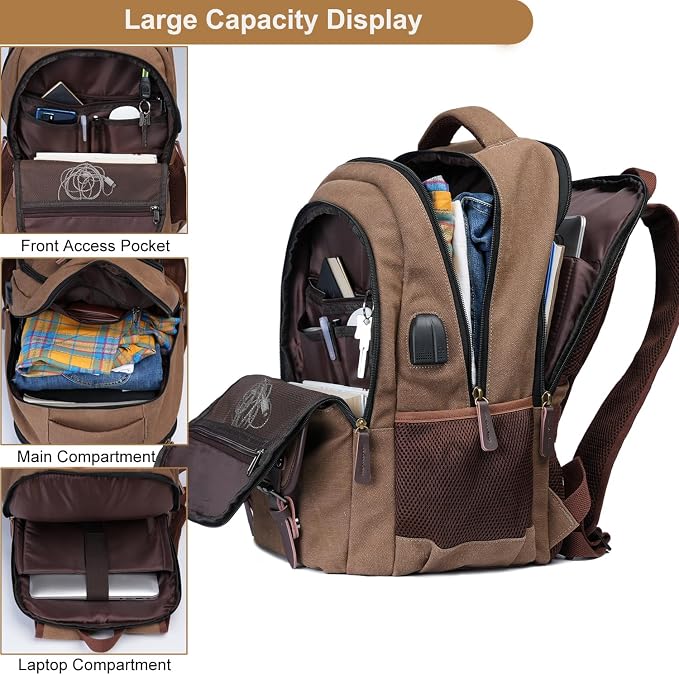 Mactso Canvas Travel Laptop Backpack - Image 3