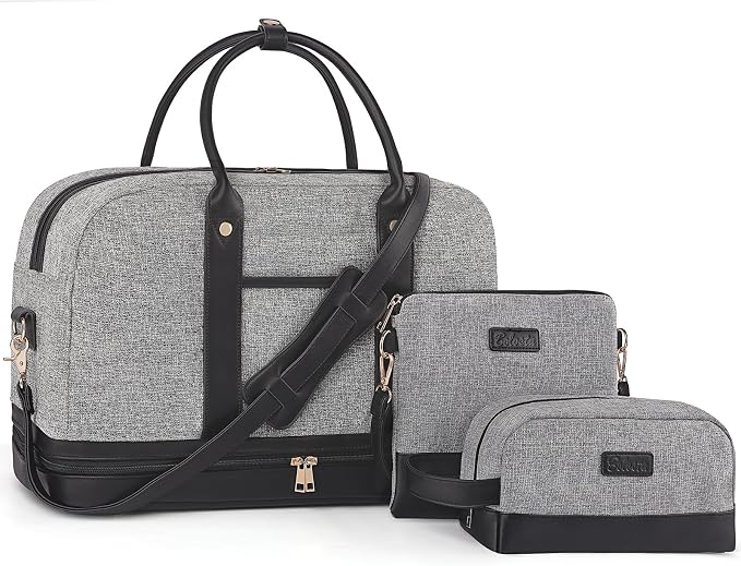 Weekender Bag for Women Canvas Overnight Bag Large Travel Tote Bag Carry on by BOLOSTA