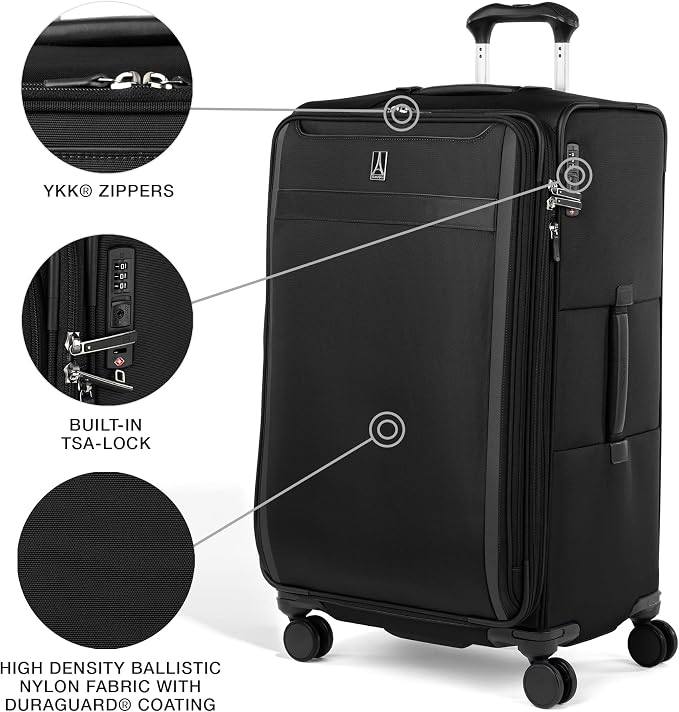 Travelpro VersaPack+ Lightweight Softside Expandable Checked Luggage, 8 Spinner - Image 4