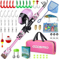 ODDSPRO Kids Fishing Pole Pink, Portable Telescopic Fishing Rod and Reel Combo by ODDSPRO