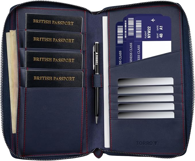 TORRO Premium Leather Family Travel Wallet, RFID Blocking Travel Organizer - Image 2