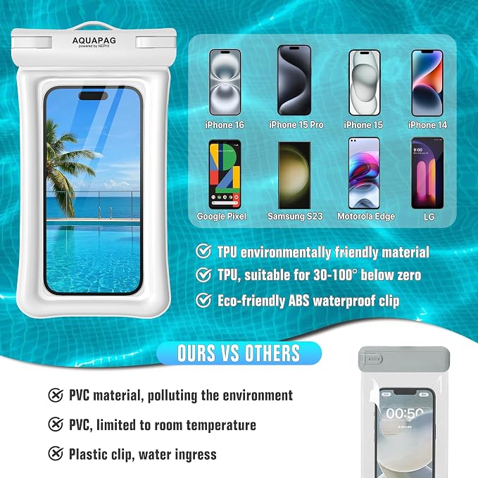 NEPHI IPX8 Floating Waterproof Phone Pouch 2 Pack-Up to 8.0"，Floating Phone Case - Image 6