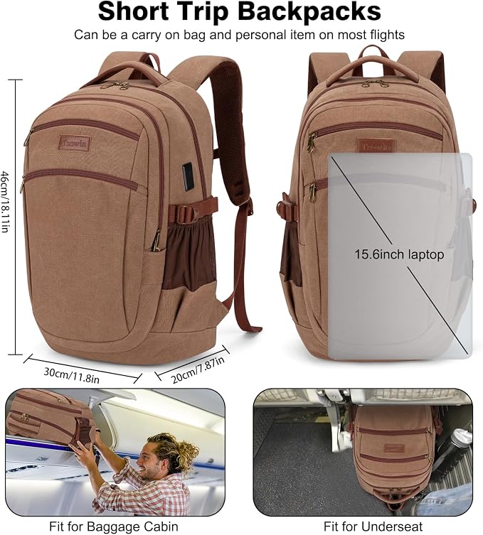 Tzowla Vintage Canvas Laptop Backpack - Image 6