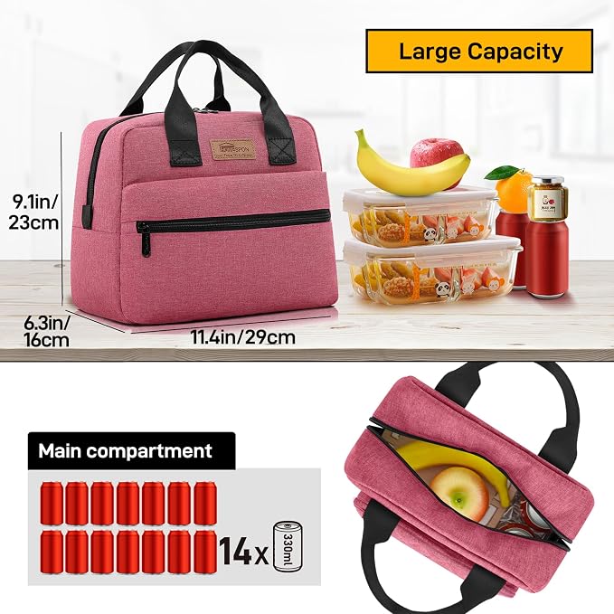 HOMESPON Insulated Lunch Bag for Women Men Lunch Box Cooler Lunch Tote for Work - Image 3