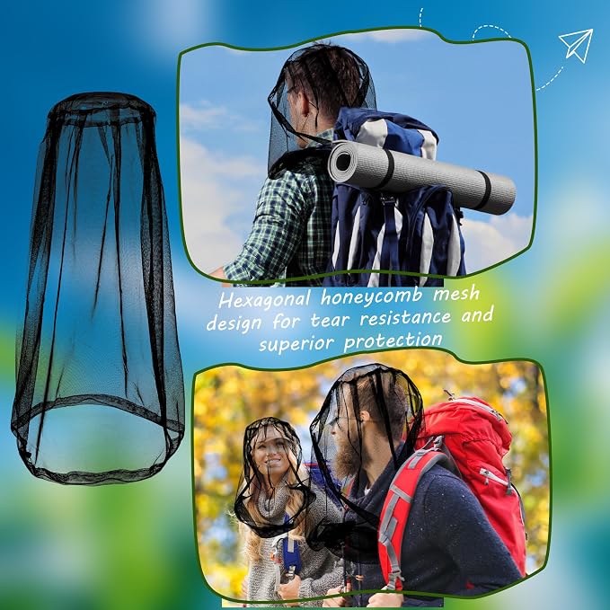 6 Pack Mosquito Head Net Bug Wearable Head Net Mesh - Image 3