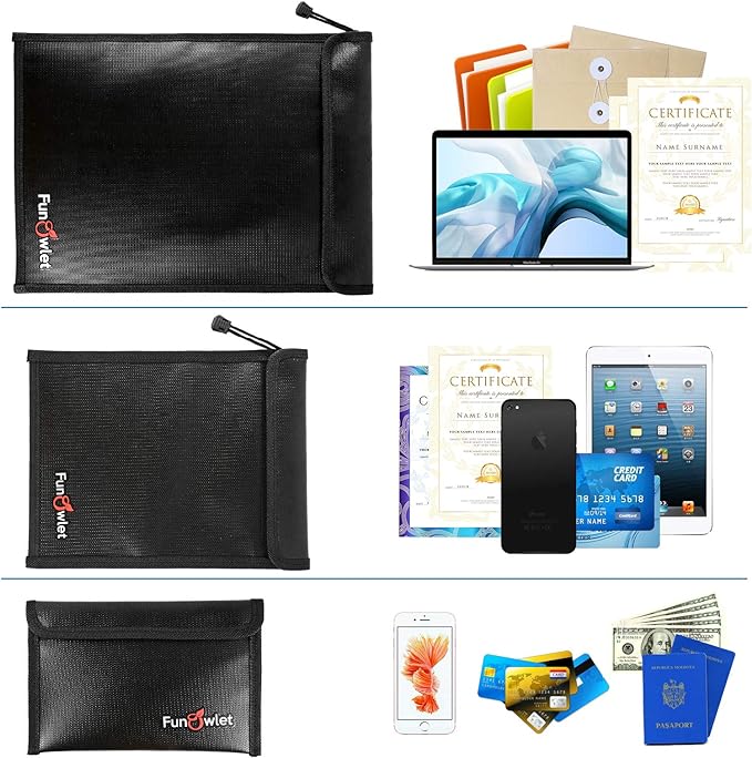FunOwlet Fireproof Waterproof Document Bag, Fire and Water Resistant Safe - Image 5