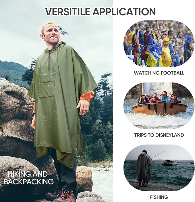 PTEROMY Hooded Rain Poncho for Adult - Image 5