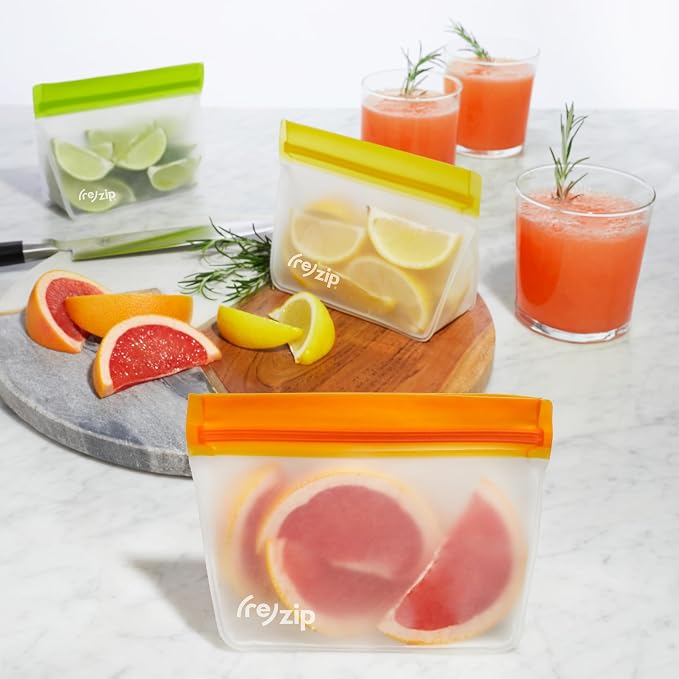 zip 5-pack Stand-Up Reusable Bags | BPA-Free, Food Grade, Freezer and - Image 2