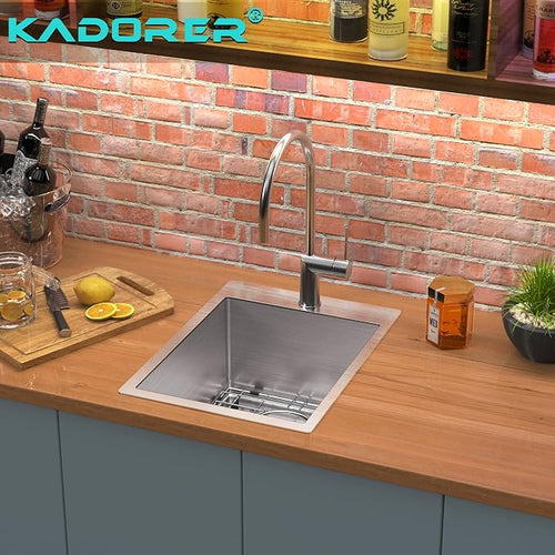 15 x 20 Inch Drop In Kitchen Bar Sink, Small Kitchen Sink Single Bowl Topmount - Image 2