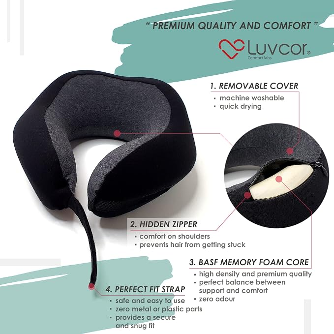 Premium Quality Memory Foam Travel Neck Pillow Bundle - Image 3