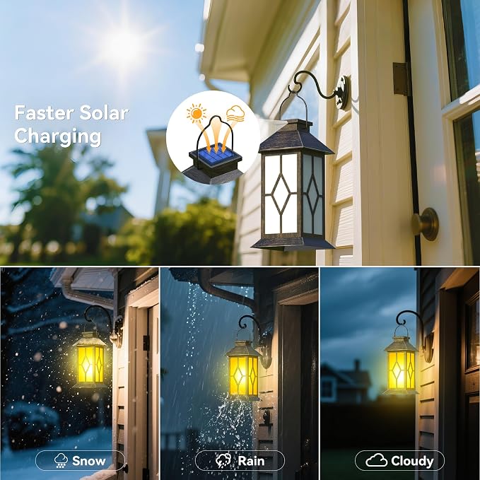 2Pack Patina 13" Metal & Glass Solar Lantern - Image 5