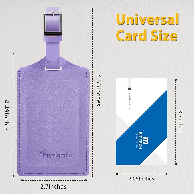 8 Pack Leather Luggage Travel Bag Tags by Travelambo - Image 2