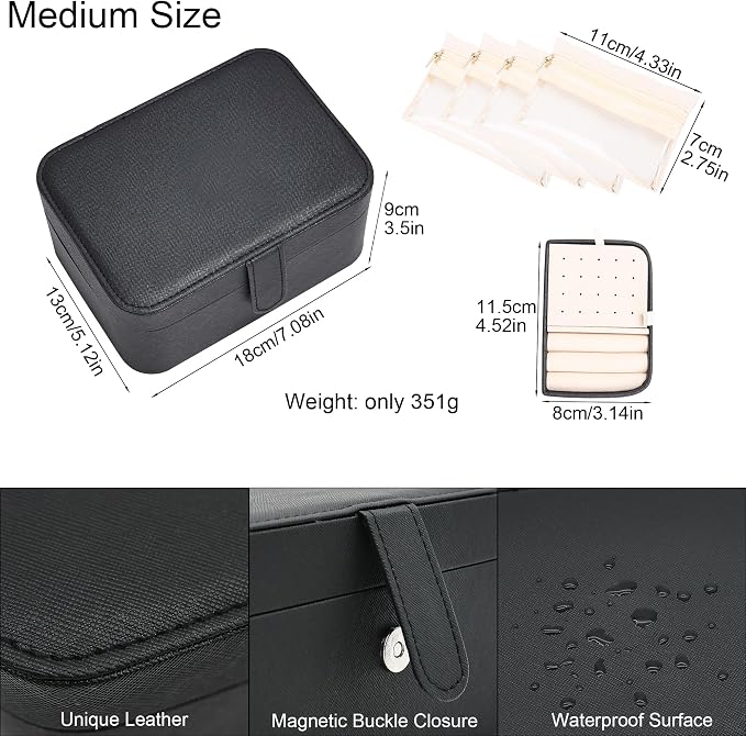 2 Layer Portable Jewelry Box, Large Jewelry Travel Case - Image 2