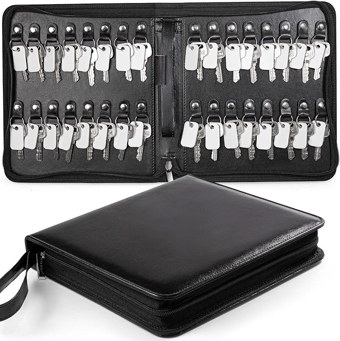 Portable Zippered Key Case, Leather Key Organizer by TUTATA
