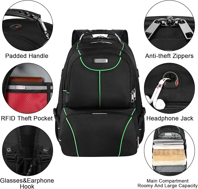 VECKUSON Laptop Backpack, 15.6 Inches, Waterproof, USB Charging Port, TSA - Image 3