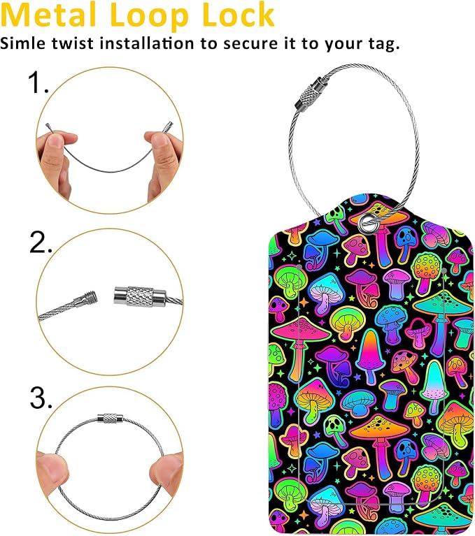 2 Pack Colorful Mushrooms Luggage Tags - Image 3