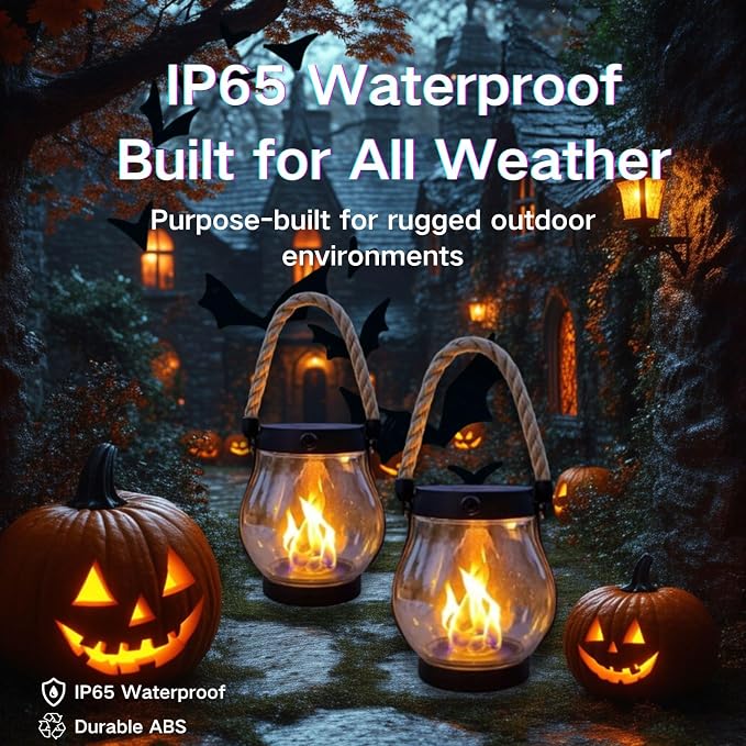 Solar Lantern Outdoor Lights, Flickering LED - Image 4