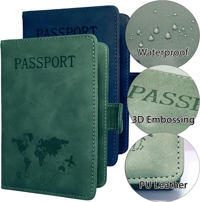 Passport Holder for Travel Essentials, 2 Pack Rfid Passport Cover for Women Men - Image 4
