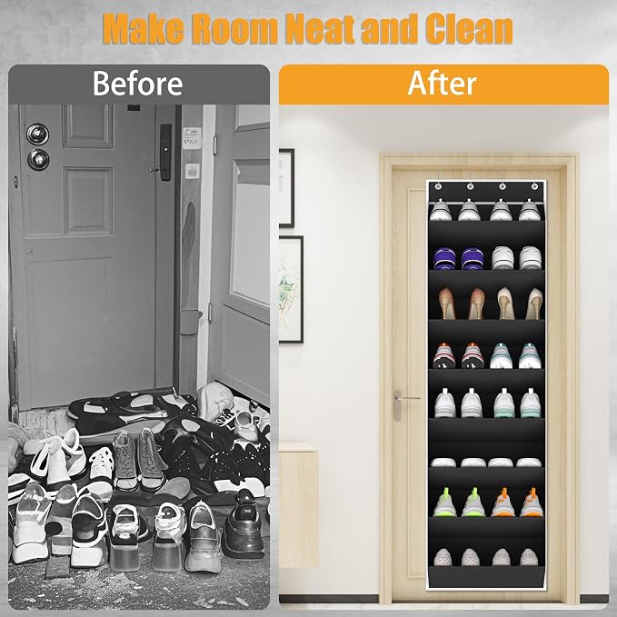 Over The Door Shoe Organizer Storage Fit 16-24 Pairs Hanging Shoe Rack Organiser - Image 3