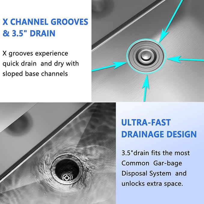 25x22 Inch Drop In Kitchen Sink, 25 Inch Kitchen Sink Top Mount 18 Gauge 304 - Image 4