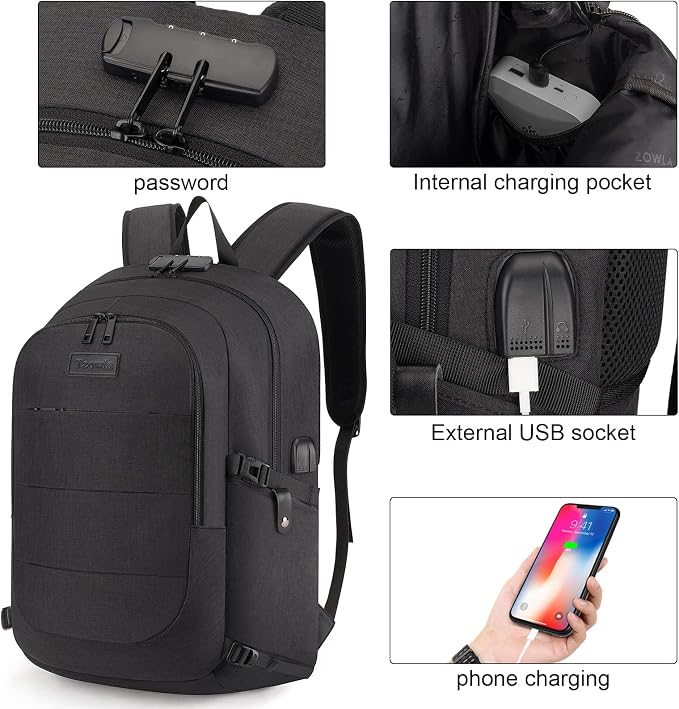 Tzowla Anti-Theft Water Resistant 17.3 Inch Laptop Backpack - Image 2