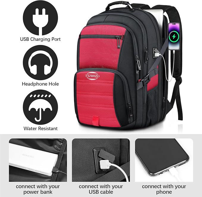52L Extra Large Travel Backpack, 18.4 Inch Travel Laptop Backpack, TSA Friendly - Image 2