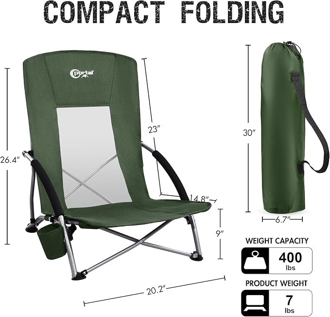 PORTAL Beach Chairs for Adults Camping Low Lightweight Portable Chair - Image 3