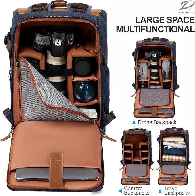 Padwa Lifestyle Blue Camera Backpack - Image 3