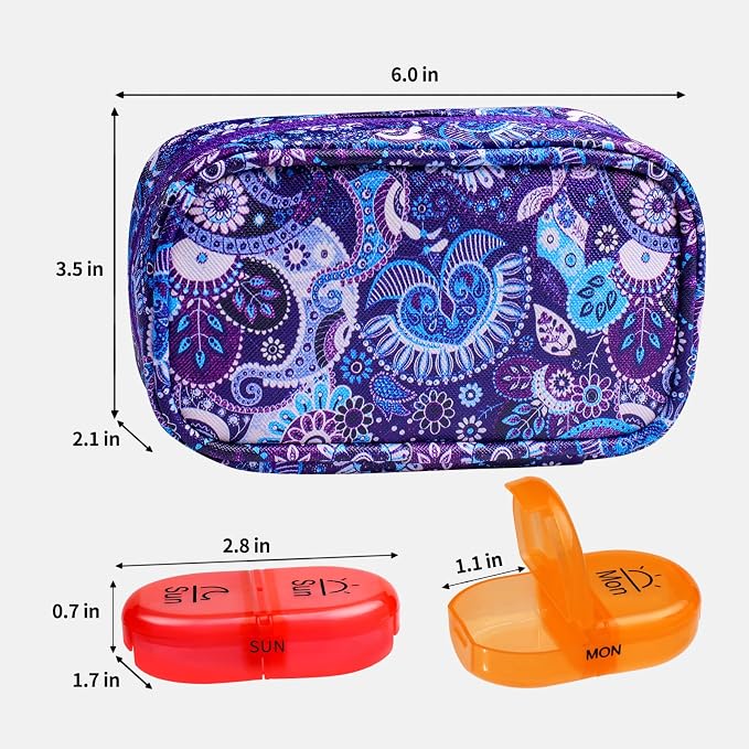 Serfeymi Weekly Travel Pill Organizer 2 Times A Day AM PM Upgraded Rainbow Pill - Image 2