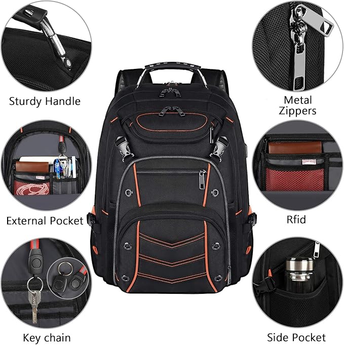 VECKUSON 18.4 Laptop Backpack for Men, 55L Extra Large Gaming Laptops Backpack - Image 3