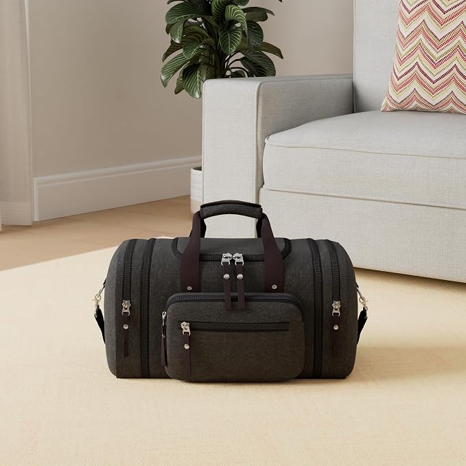 Canvas Expandable Duffle Bag for Men Traveling, Luggage Travel Bag Weekender - Image 2