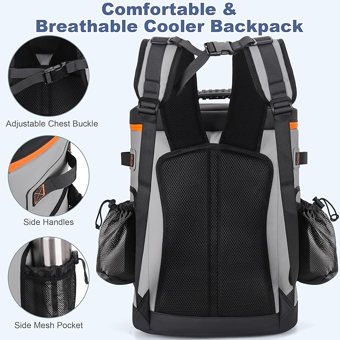 SUNUP 35 Cans Waterproof Cooler Backpack, Soft Insulated Leak Proof Backpack - Image 5