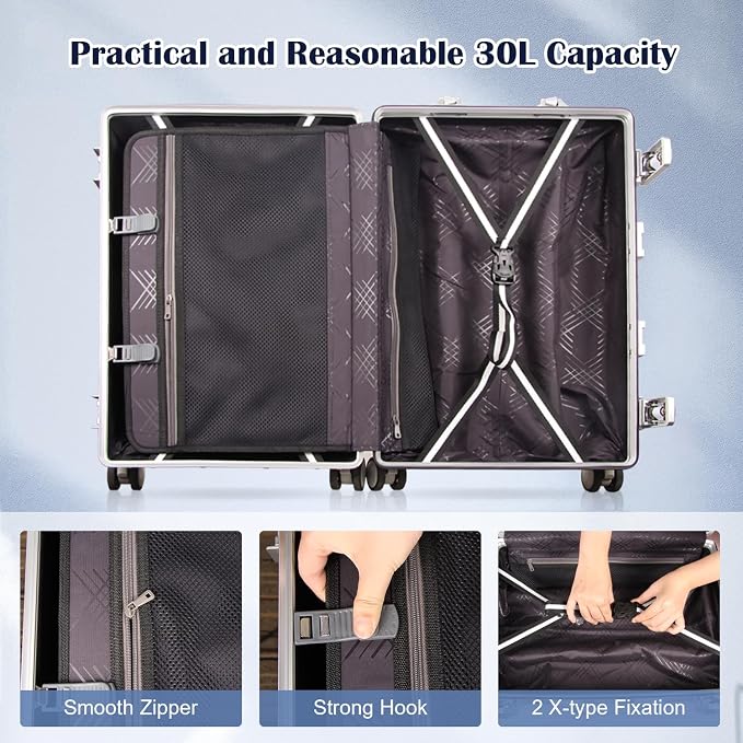 DOMINOX All Aluminum Carry On Luggage Hard Shell Luggage Aluminum Suitcase - Image 7