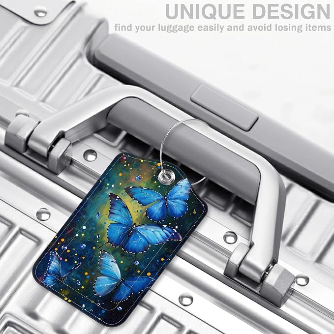 2 Pcs Watercolor Blue Butterfly Luggage Tags - Image 5
