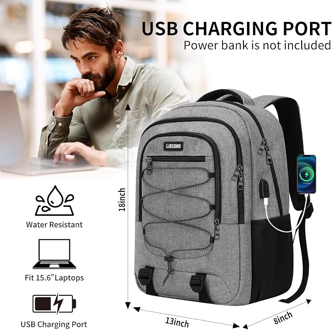 Grey Backpack for Men Women, Backpack for School, School Backpacks for Boys - Image 4