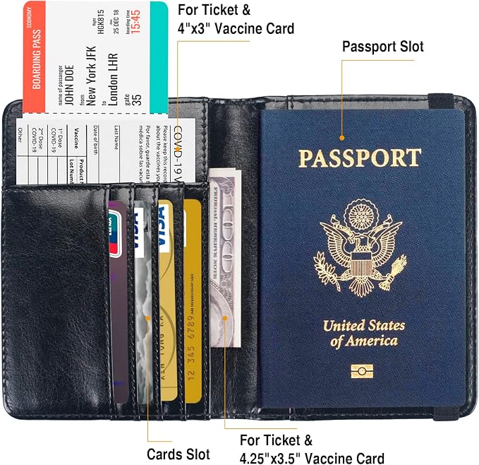 Passport Holder for Travel Passport Cover for Men Passport Wallet Case - Image 3