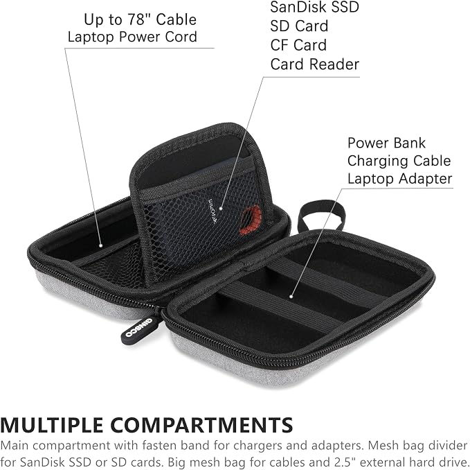 Ginsco Hard Shell Protection Case Electronic Accessories Organizer Pouch - Image 2