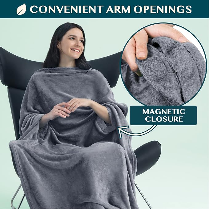 PAVILIA Travel Blanket and Pillow, Arms Opening Airplane Blankets - Image 2