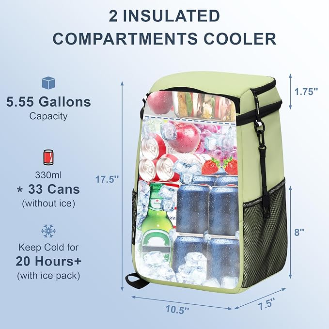 SPARTER Backpack Cooler Insulated Leak Proof 33/49 Cans, 2 Insulated - Image 2