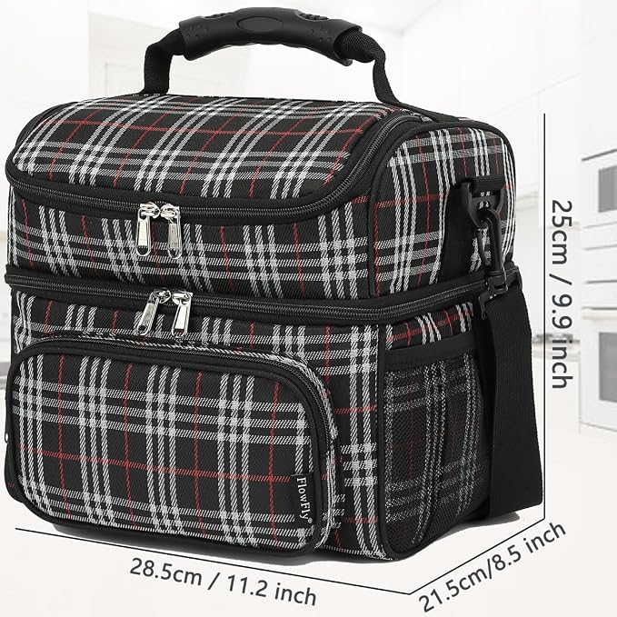 FlowFly Double Layer Cooler Insulated Lunch Bag Adult Lunch Box Large Tote Bag - Image 3