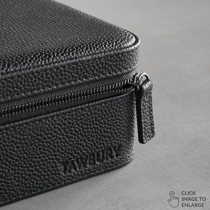 TAWBURY 3 Watch Case for Men – Luxury Leather Watch Travel Case for Men | Black - Image 8